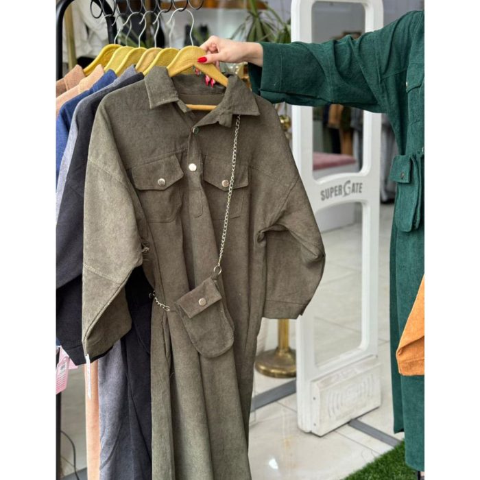 کفتان مخمل کبریتی کیف دار ملورین