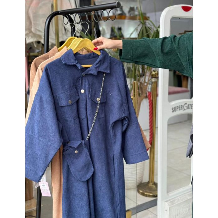 کفتان مخمل کبریتی کیف دار ملورین