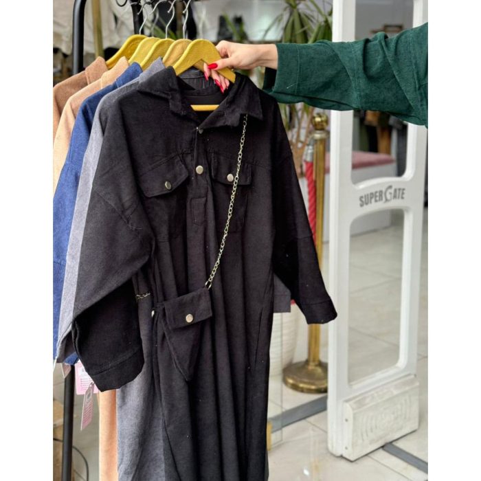 کفتان مخمل کبریتی کیف دار ملورین