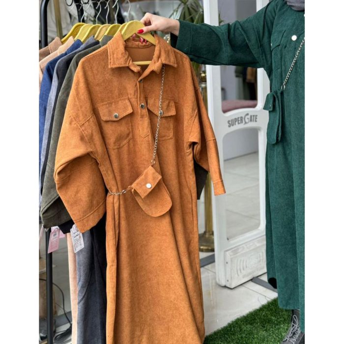 کفتان مخمل کبریتی کیف دار ملورین