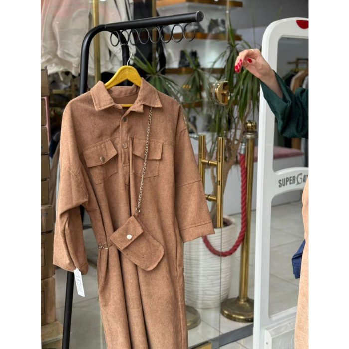 کفتان مخمل کبریتی کیف دار ملورین