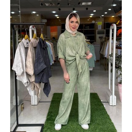 ست شومیز شلوار گازوییلی گره ای ملورین