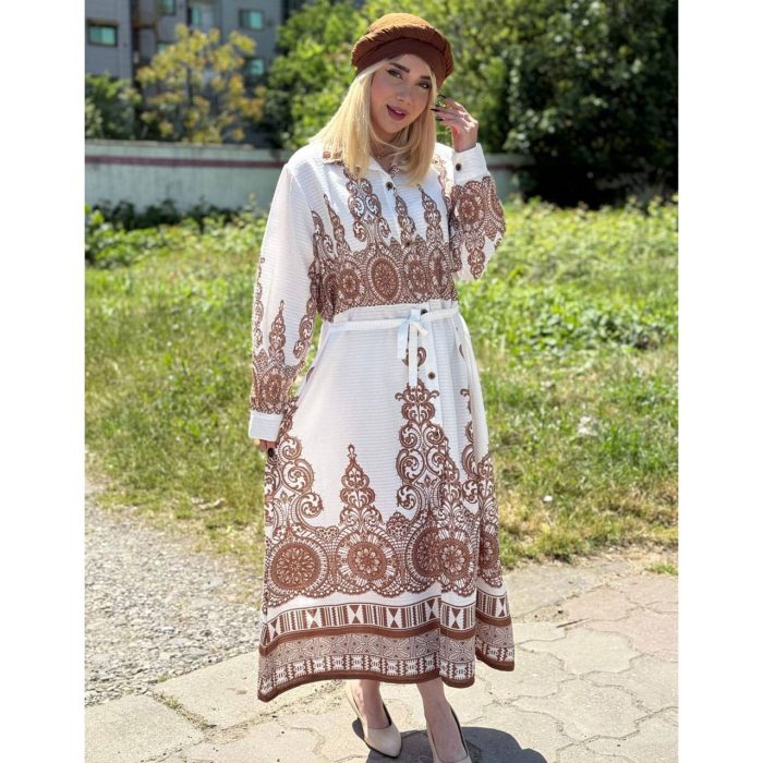 پیراهن طرحدار زنانه نخی حصیری ملورین