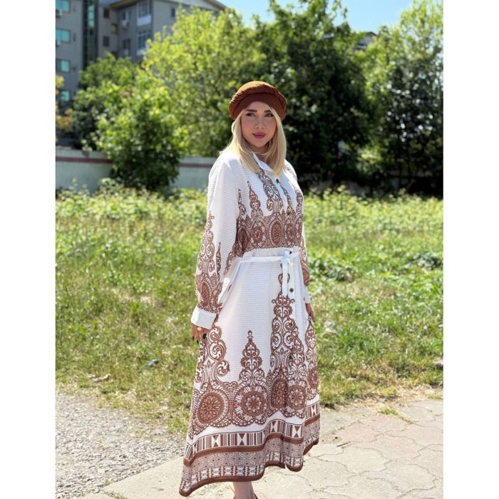 پیراهن طرحدار زنانه نخی حصیری ملورین