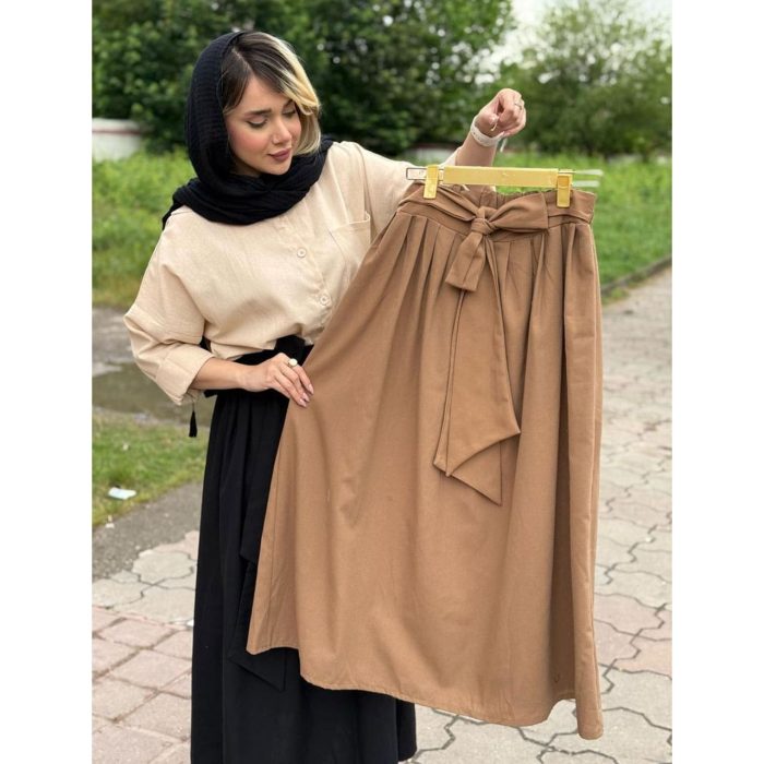 دامن لینن کمربندی ملورین