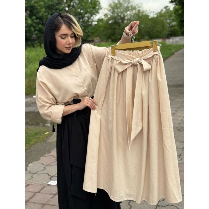 دامن لینن کمربندی ملورین