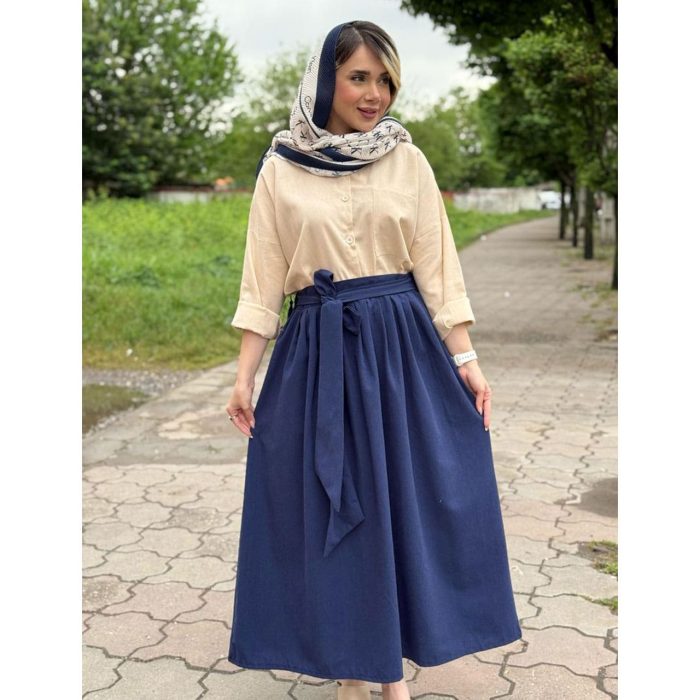 دامن لینن کمربندی ملورین