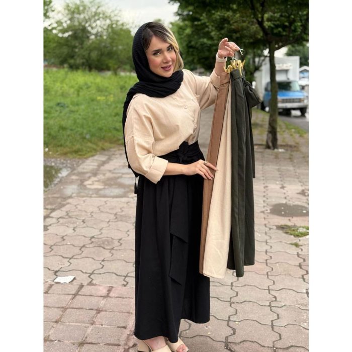 دامن لینن کمربندی ملورین