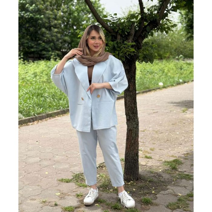 کت و شلوار خنک لینن دکمه طلایی ملورین رشت