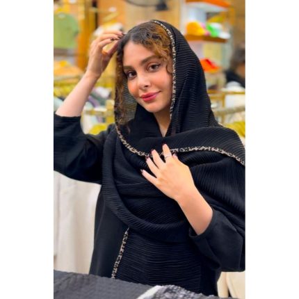 شال نخی مشکی دور پلنگی ملورین