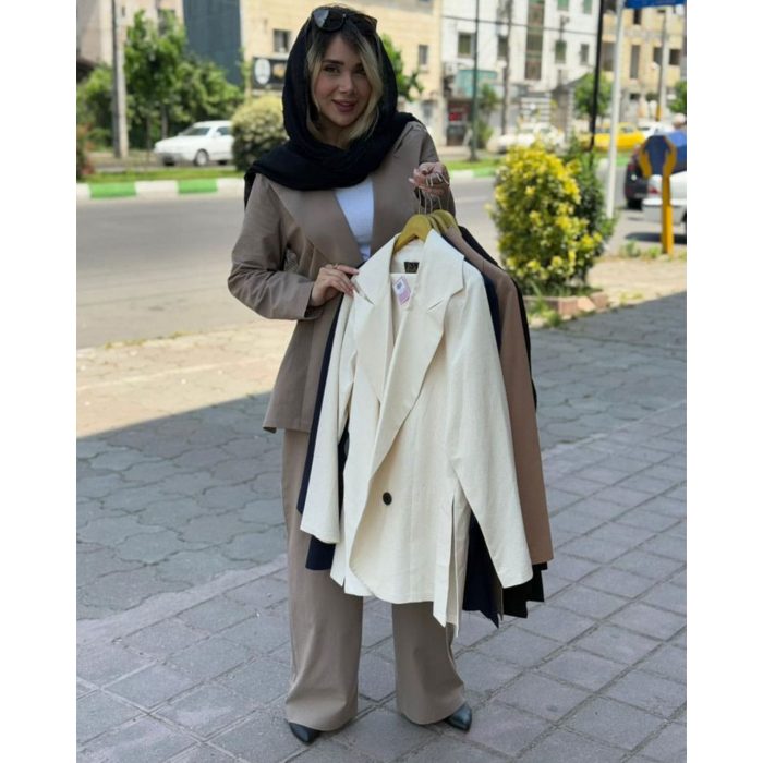 کت و شلوار لینن بغل چاک