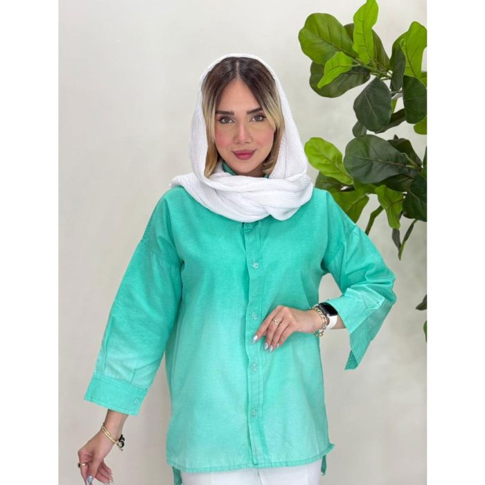 شومیز آبرنگی لینن شسته شده (5062) - Image 4