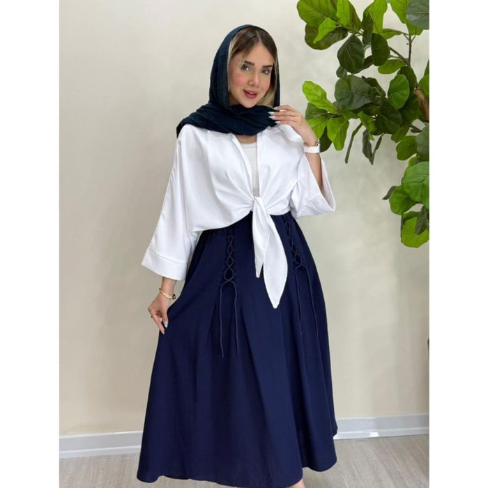 شومیز گره ای تک رنگ سفید (5039) - Image 2