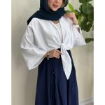 شومیز گره ای تک رنگ سفید (5039)