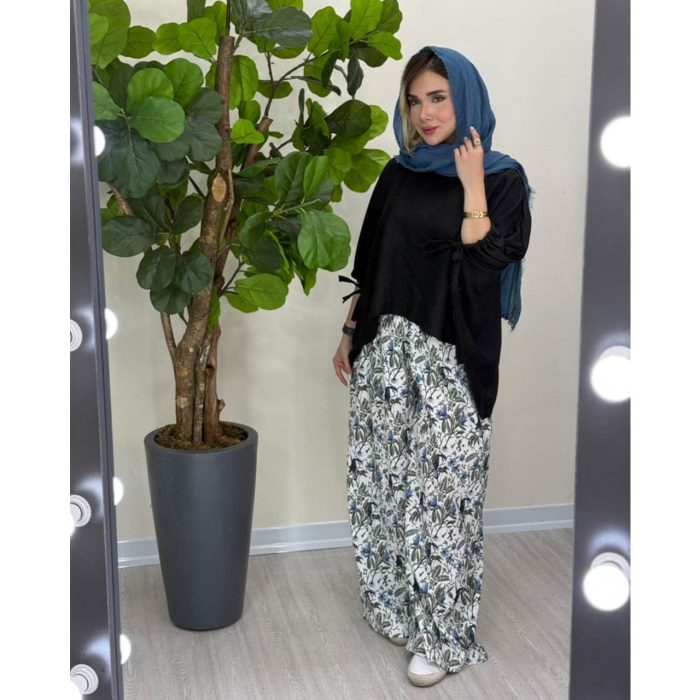 ست شومیز شانتون و شلوار اطلسی (5027) - Image 4