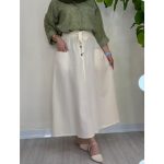 دامن جلو دکمه دار لینن ملورین