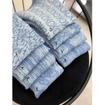 شال نخی پلیسه طرحدار آبی