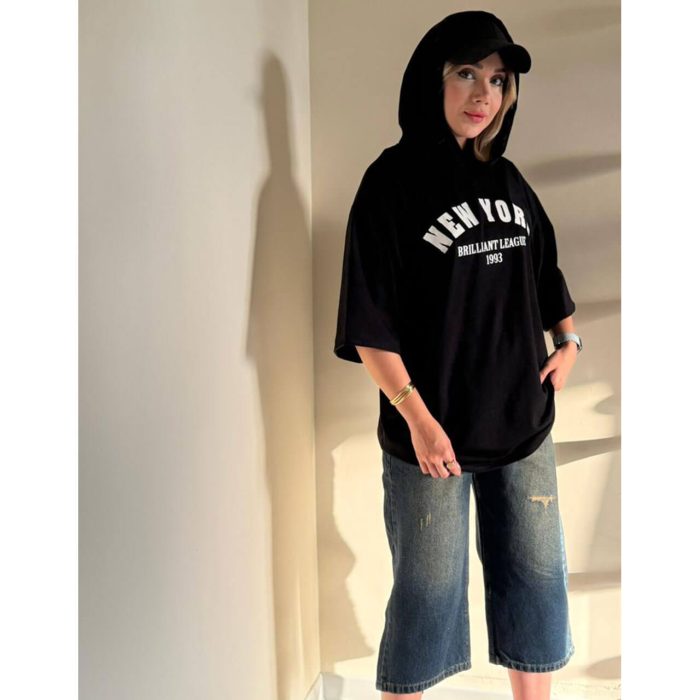 تیشرت لانگ مشکی (5232) - Image 2