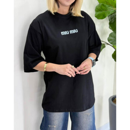 تیشرت باکسی میو مشکی پارچه پنبه ملورین