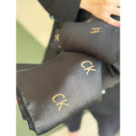 مینی اسکارف طرحدار مارک مشکی طلایی