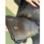 مینی اسکارف طرحدار مارک مشکی طلایی