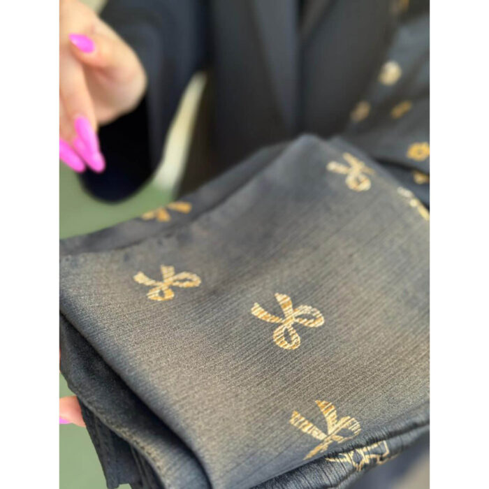 مینی اسکارف طرحدار مارک مشکی طلایی