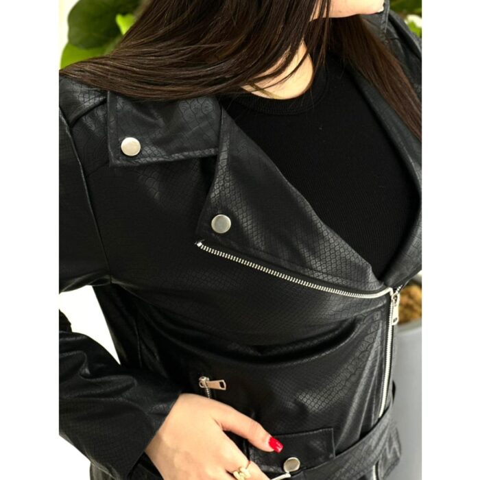 کت چرم مشکی اسپرت دخترونه