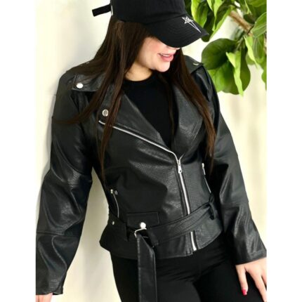 کت چرم مشکی اسپرت دخترونه