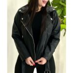 کت چرم مشکی اسپرت دخترونه