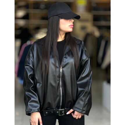 کت چرم مشکی اسپرت دخترونه