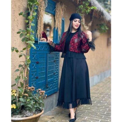 کت و سارافون یلدایی قرمز ملورین