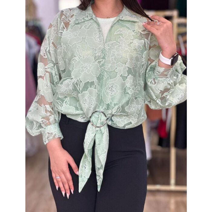 شومیز ژاکارد گره ای ملورین