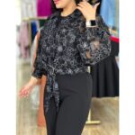 شومیز ژاکارد گره ای ملورین