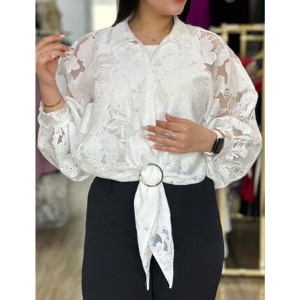 شومیز ژاکارد گره ای ملورین