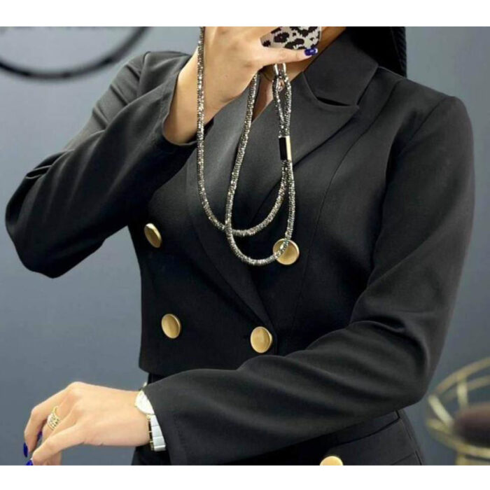 کراپ کت دکمه طلایی - Image 3